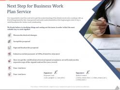 Next step for business work plan service ppt powerpoint presentation brochure