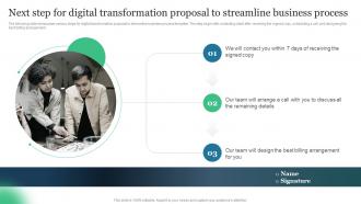 Next Step For Digital Transformation Proposal To Streamline Business Process