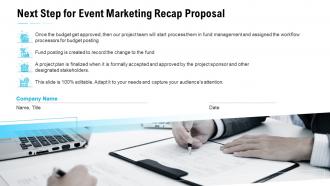 Next step for event marketing recap proposal ppt slides show