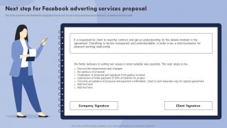 Next Step For Facebook Adverting Services Proposal Ppt Powerpoint Presentation Professional Tips