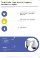 Next Step For Home Security Equipment Installation Proposal One Pager Sample Example Document