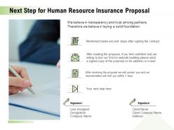Next step for human resource insurance proposal ppt powerpoint show