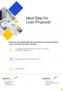 Next Step For Loan Proposal One Pager Sample Example Document