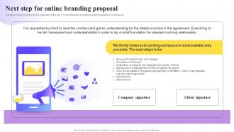 Next Step For Online Branding Proposal Ppt Show Graphics Example