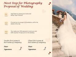Next step for photography proposal of wedding ppt powerpoint presentation example