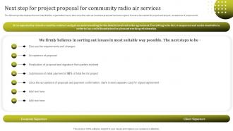 Next Step For Project Proposal For Community Radio Air Services Ppt Diagrams
