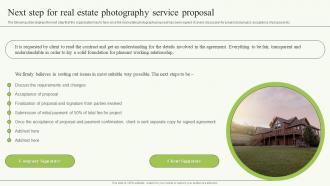 Next Step For Real Estate Photography Service Proposal Ppt Slides Backgrounds