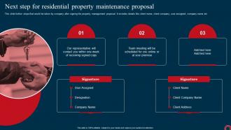 Next Step For Residential Property Maintenance Proposal Ppt Background