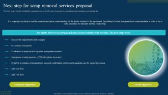 Next Step For Scrap Removal Services Proposal Ppt Powerpoint Presentation Pictures Graphics