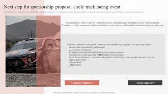 Next Step For Sponsorship Proposal Circle Track Racing Event Ppt Microsoft