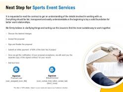 Next step for sports event services ppt powerpoint presentation file display