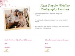 Next step for wedding photography contract ppt powerpoint presentation examples