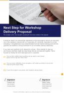 Next Step For Workshop Delivery Proposal One Pager Sample Example Document