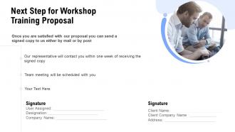 Next step for workshop training proposal ppt powerpoint presentation infographics