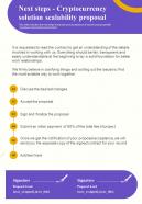 Next Steps Cryptocurrency Solution Scalability Proposal One Pager Sample Example Document