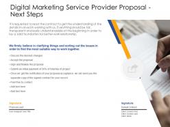 Next steps digital marketing service provider proposal ppt powerpoint presentation styles