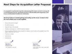 Next steps for acquisition letter proposal agenda ppt presentation slides