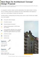 Next Steps For Architectural Concept Design Proposal One Pager Sample Example Document