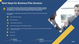 Next steps for business plan services ppt slides themes