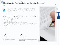 Next steps for business proposal cleaning services ppt ideas