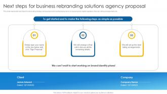 Next Steps For Business Rebranding Solutions Agency Proposal Ppt Diagrams