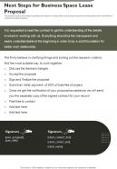 Next Steps For Business Space Lease Proposal One Pager Sample Example Document
