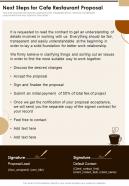Next Steps For Cafe Restaurant Proposal One Pager Sample Example Document