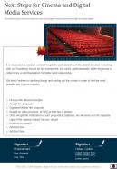 Next Steps For Cinema And Digital Media Services One Pager Sample Example Document