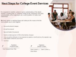 Next steps for college event services ppt powerpoint presentation inspiration