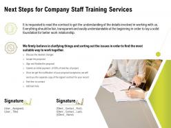 Next steps for company staff training services ppt powerpoint smartart
