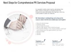 Next steps for comprehensive pr services proposal ppt powerpoint pictures