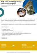 Next Steps For Concept Design Construction Proposal One Pager Sample Example Document