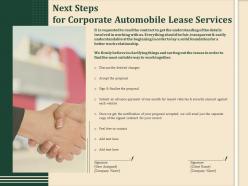 Next steps for corporate automobile lease services ppt demonstration