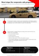 Next Steps For Corporate Cab Proposal One Pager Sample Example Document