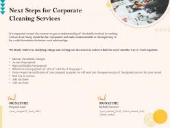 Next steps for corporate cleaning services ppt outline