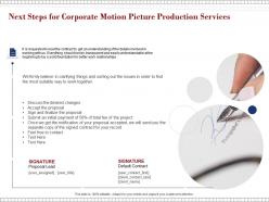 Next steps for corporate motion picture production services ppt powerpoint presentation model