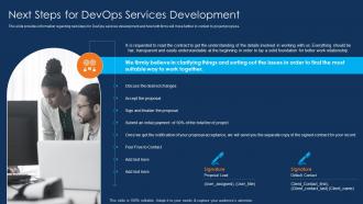 Next Steps For Development DevOps Development And Consulting Proposal IT