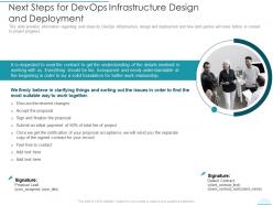 Next steps for devops infrastructure design and deployment devops infrastructure design and deployment proposal it