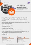 Next Steps For Employee Shuttle Proposal For Employee Shuttle One Pager Sample Example Document