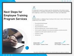Next steps for employee training program services ppt powerpoint presentation gallery portfolio