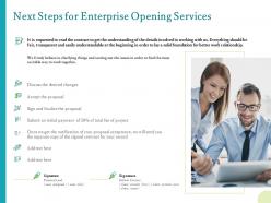 Next steps for enterprise opening services ppt powerpoint presentation templates