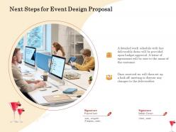 Next steps for event design proposal ppt powerpoint presentation gallery files