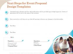 Next steps for event proposal design templates ppt outline