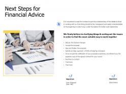 Next steps for financial advice work ppt powerpoint presentation aids