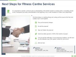 Next steps for fitness centre services ppt powerpoint presentation summary