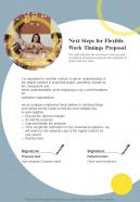 Next Steps For Flexible Work Timings Proposal One Pager Sample Example Document