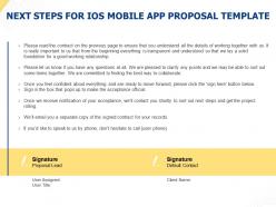 Next steps for ios mobile app proposal template ppt powerpoint presentation information