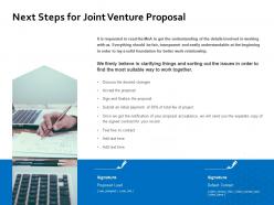 Next steps for joint venture proposal ppt powerpoint presentation example