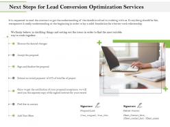 Next steps for lead conversion optimization services ppt outline