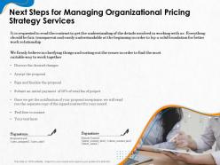 Next steps for managing organizational pricing strategy services ppt file topics